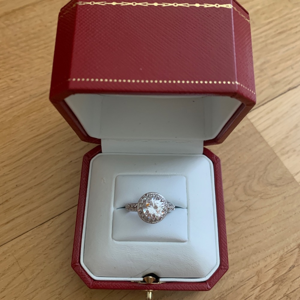 Crystal engagement ring. Size 6.